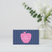 Roze Apple Navy Quatrefoil Visitekaartje (Staand voorkant)