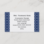 Roze Apple Navy Quatrefoil Visitekaartje (Achterkant)