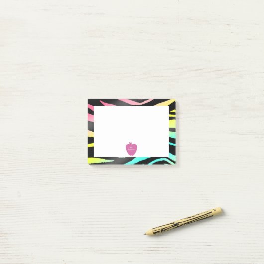 Roze Apple Neon Zebra leraar Post-it® notes (Op bureau)