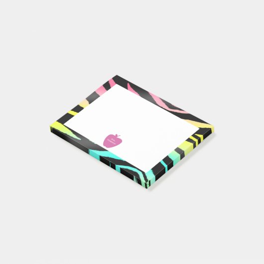 Roze Apple Neon Zebra leraar Post-it® notes (Schuin)