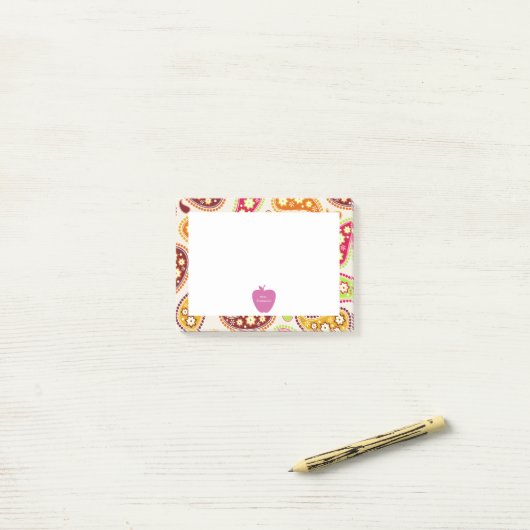 Roze Apple Paisley-leraar Post-it® Notes (Op bureau)