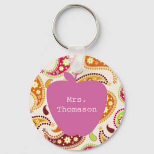 Roze Apple Paisley-leraar Sleutelhanger