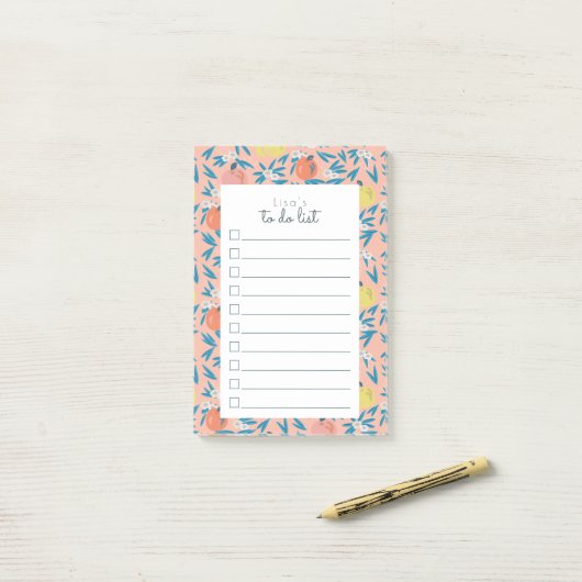 Roze Apple-patronen om te doen lijst Post It Notes (Op bureau)