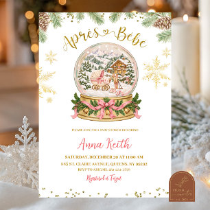 Roze Après_Bébé Meisje Baby Shower Uitnodiging