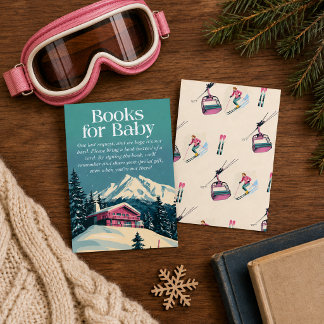 Roze Après Bébé Ski Boeken voor Baby Insteekkaart Visitekaartje