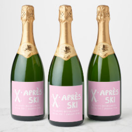 Roze Apres Ski Bachelorette Party Champagne Sparkling Wijnetiket