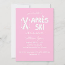 Roze Apres Ski Bachelorette Party Uitnodiging
