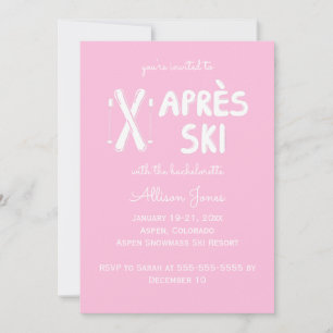 Roze Apres Ski Bachelorette Party Uitnodiging