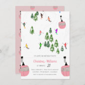 Roze Aprés Ski Verjaardag Kaart (Voorkant / Achterkant)