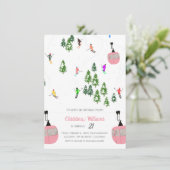 Roze Aprés Ski Verjaardag Kaart (Staand voorkant)