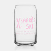 Roze Apres Ski Winter Bruidsfeestcadeau Blikvorm Glas (Voorkant)