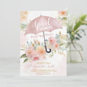 Roze April Buien Brengen Mei Bloem Paraplu Kaart (Staand voorkant)