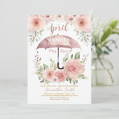 Roze April Buien Brengen Mei Bloemen Paraplu Kaart (Staand voorkant)
