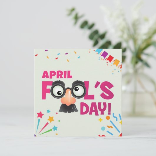 Roze April Fools Dag Feestdagenkaart (Staand voorkant)