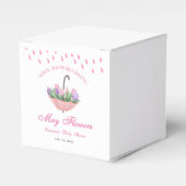 Roze April Showers brengen May Flower Baby shower Bedankdoosjes (Voorkant Zijde)