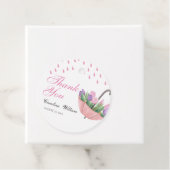 Roze April Showers brengen May Flower Baby shower Bedankjes Labels (In situ)