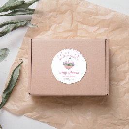 Roze April Showers brengen May Flower Baby shower Ronde Sticker