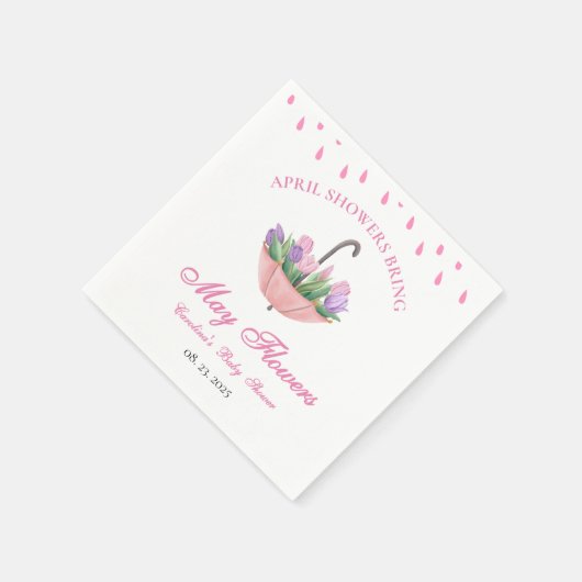 Roze April Showers brengen May Flower Baby shower Servet (Hoek)