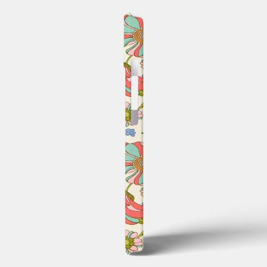 Roze Aqua 70s Retro Floral op maat Case-Mate iPhone Case (Achterkant / Links)