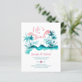 Roze Aqua Beach Floral Boho Lente Zomer Bruiloft (Staand voorkant)