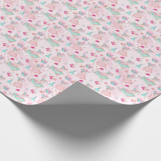 Roze & Aqua Beach Kerstmis Cadeaupapier (Hoek)