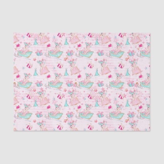 Roze & Aqua Beach Kerstmis Tissuepapier (Voorkant)