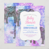 Roze Aqua Black Elephant Bright Tribal Kaart (Voorkant / Achterkant)