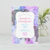 Roze Aqua Black Elephant Bright Tribal Kaart (Staand voorkant)