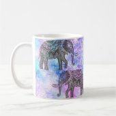 Roze Aqua Black Elephant Bright Tribal Koffiemok (Links)