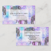 Roze Aqua Black Elephant Bright Tribal Visitekaartje (Voorkant / Achterkant)