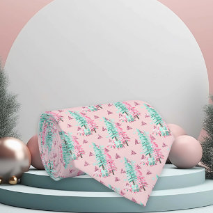 Roze Aqua Blauw Kleurrijke Kerst Gingerbread Boom Stropdas