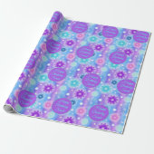 Roze Aqua Bloemen Abstract Patroon Personaliseer N Cadeaupapier (Uitgerold)