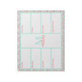 Roze & Aqua Bloemen Weekly Planner Notitieblok (Linkerzijde)