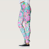  Roze Aqua Blue Chic Trendy Pastel Bloemen Leggings (Links)