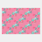 Roze Aqua Blue Colorful Kerstontbijtboom Inpakpapier Vel (Voorkant 3)