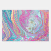 Roze Aqua Blue Glitter Stylish Inpakpapier Vel (Voorkant 3)