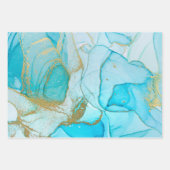 Roze Aqua Blue Glitter Stylish Inpakpapier Vel (Voorkant 2)