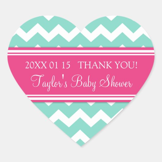 Roze Aqua Chevron Baby shower Favor Stickers (Voorkant)