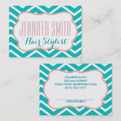 Roze Aqua Chevron Kapsalon Afspraak Afsprakenkaartje (Voorkant / Achterkant)