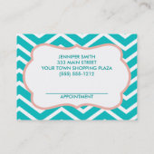 Roze Aqua Chevron Kapsalon Afspraak Afsprakenkaartje (Achterkant)