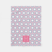Roze Aqua en Blue Pattern Monogrammed Fleece Deken (Voorkant)