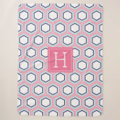 Roze Aqua en Blue Pattern Monogrammed Sherpa Deken (Voorkant)