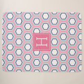 Roze Aqua en Blue Pattern Monogrammed Sherpa Deken (Voorkant (horizontaal))