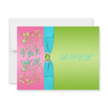 Roze, Aqua en Lime Bloemkaart