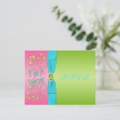 Roze, Aqua en Lime Bloemkaart Kaart (Staand voorkant)