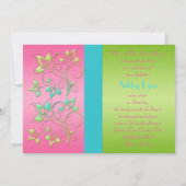 Roze, Aqua en Limoen Sweet Sixteen Uitnodiging (Achterkant)