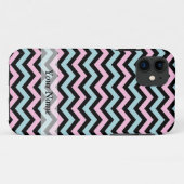 Roze aqua en zwarte chevron Case-Mate iPhone case (Achterkant (horizontaal))
