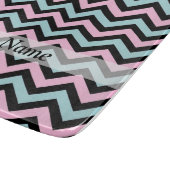 Roze aqua en zwarte chevron snijplank (Hoek)