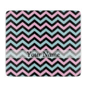 Roze aqua en zwarte chevron snijplank (Voorkant)