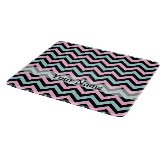 Roze aqua en zwarte chevron snijplank (Hoek)